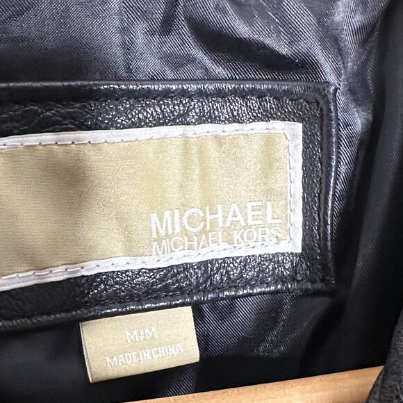 MICHAEL KORS 100% Genuine Leather Moto Jacket Black Sz M $498 - Picture 4 of 5